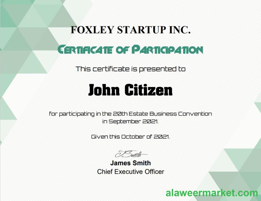USA Participation cert